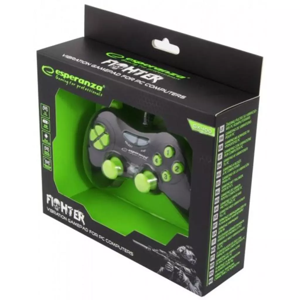 Геймпад Esperanza Fighter PC Black-Green (EGG105KG) - 1 Геймпад Esperanza Fighter PC Black-Green (EGG105KG) - 1