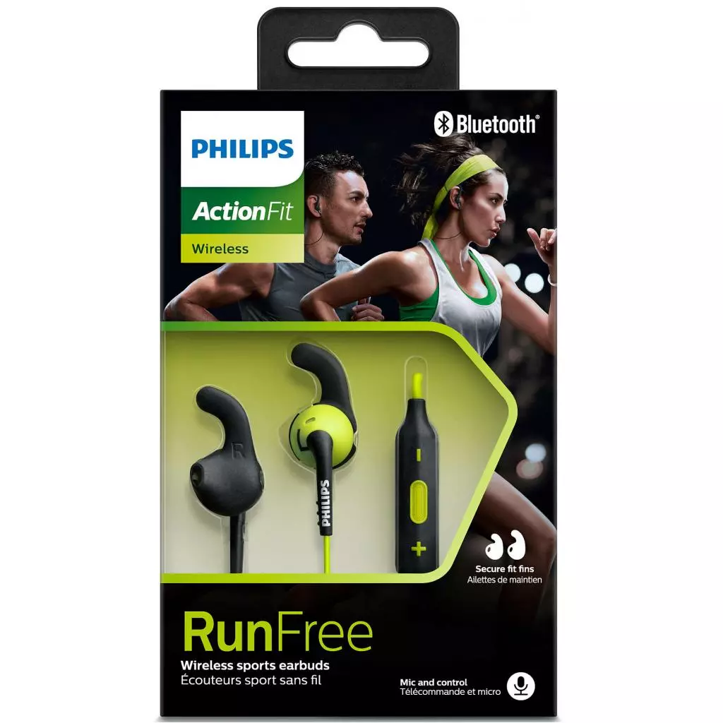 Наушники Philips SHQ6500 ActionFit Carbon lime Wireless (SHQ6500CL/00) - 2 Наушники Philips SHQ6500 ActionFit Carbon lime Wireless (SHQ6500CL/00) - 2