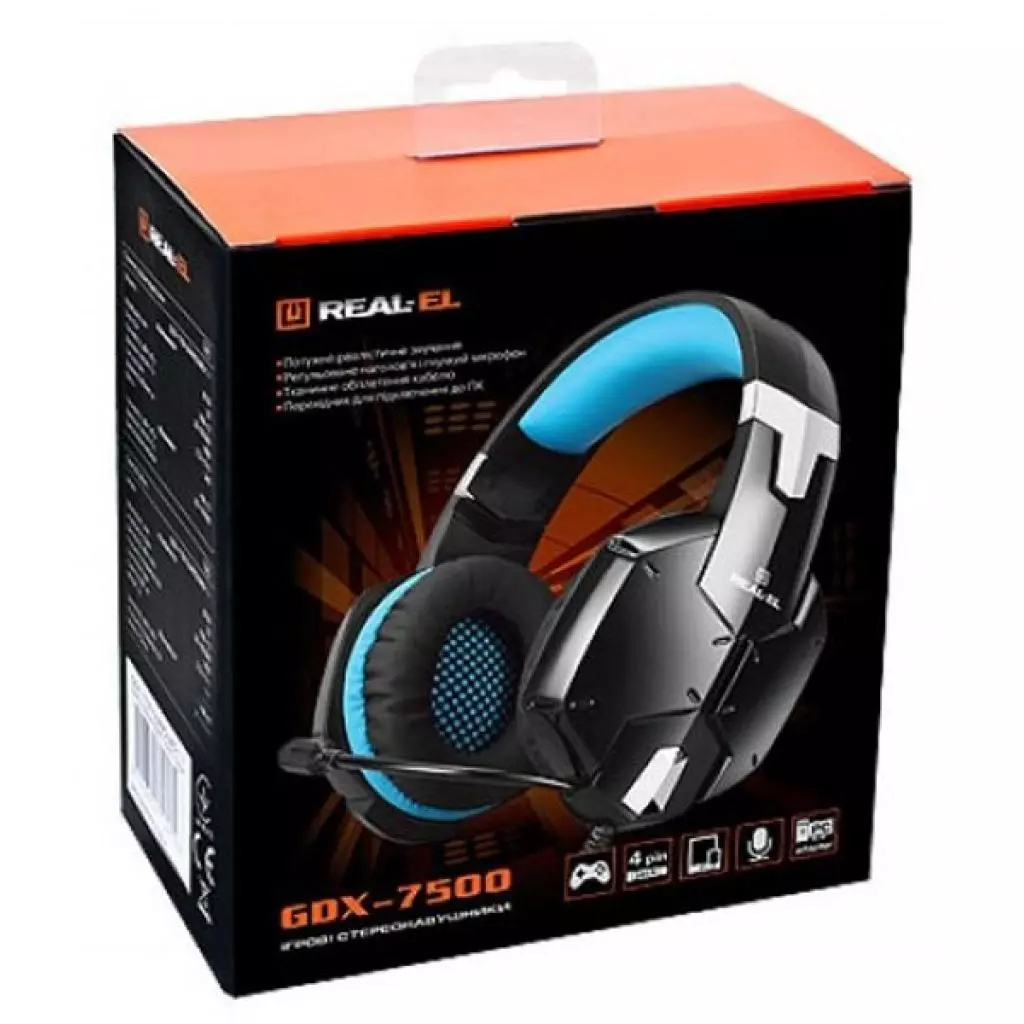 Наушники REAL-EL GDX-7500 black-blue - 8 Наушники REAL-EL GDX-7500 black-blue - 8