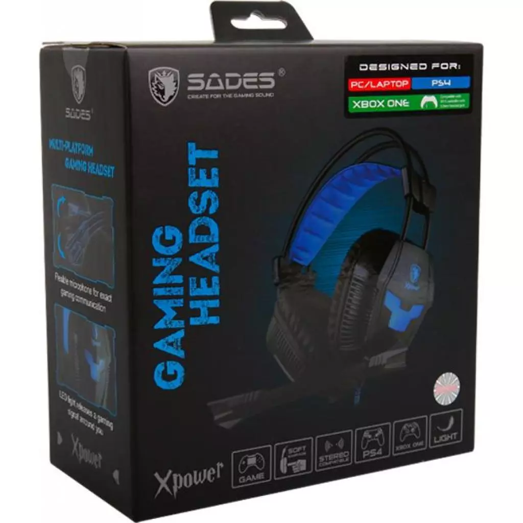 Наушники Sades Xpower Black/Blue (SA706-B-BL) - 8