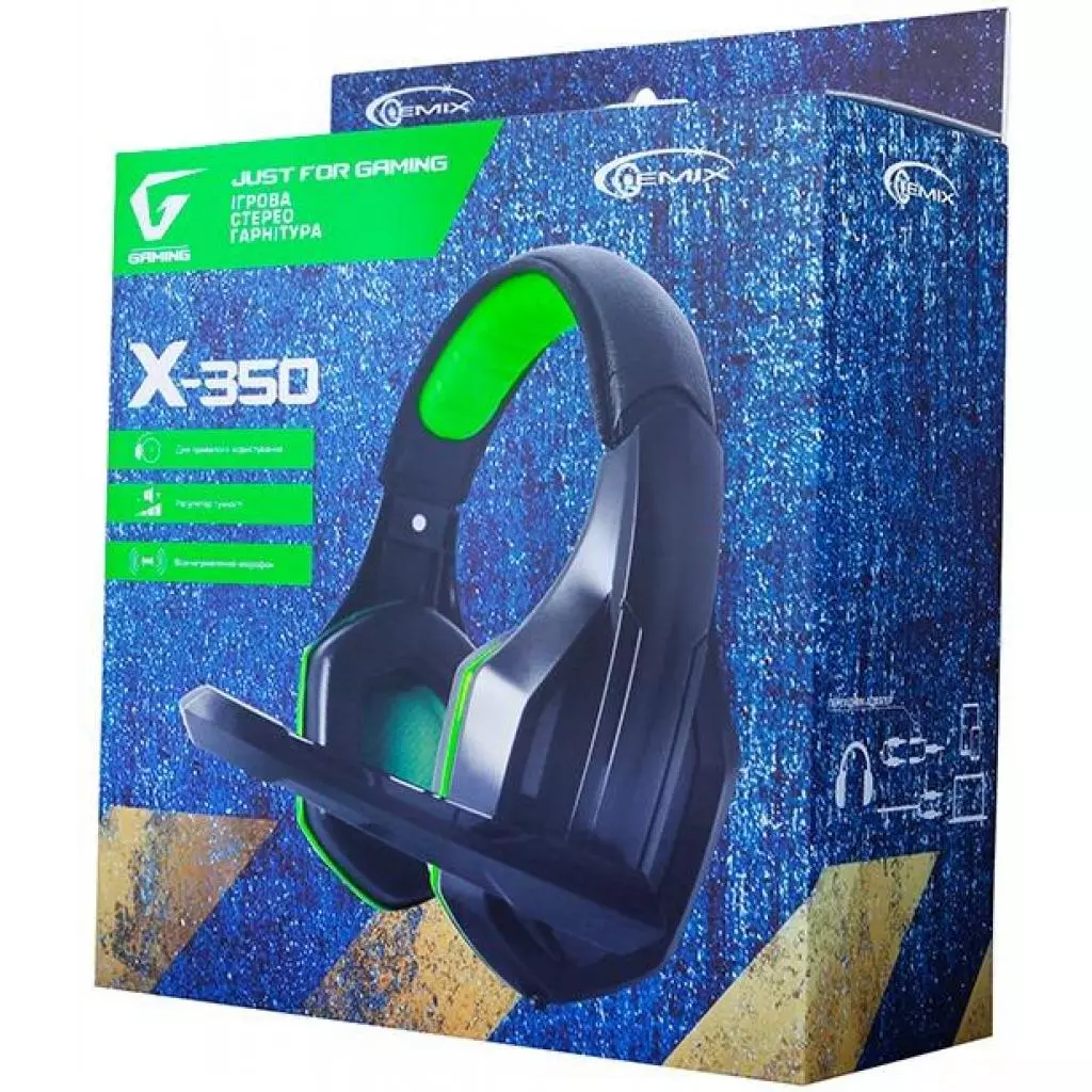 Наушники Gemix X-350 black-green - 4 Наушники Gemix X-350 black-green - 4