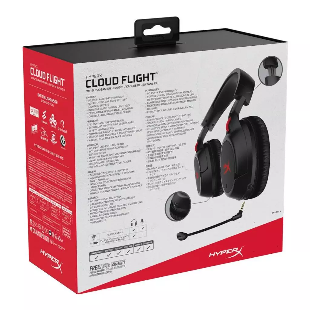 Наушники HyperX Cloud Flight Wireless Gaming Headset for PC/PS4 Black (HX-HSCF-BK/EM) - 3 Наушники HyperX Cloud Flight Wireless Gaming Headset for PC/PS4 Black (HX-HSCF-BK/EM) - 3
