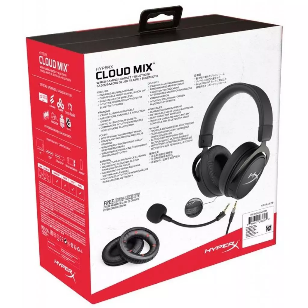Наушники HyperX Cloud MIX Gaming Headset + Bluetooth Black (HX-HSCAM-GM) - 7 Наушники HyperX Cloud MIX Gaming Headset + Bluetooth Black (HX-HSCAM-GM) - 7