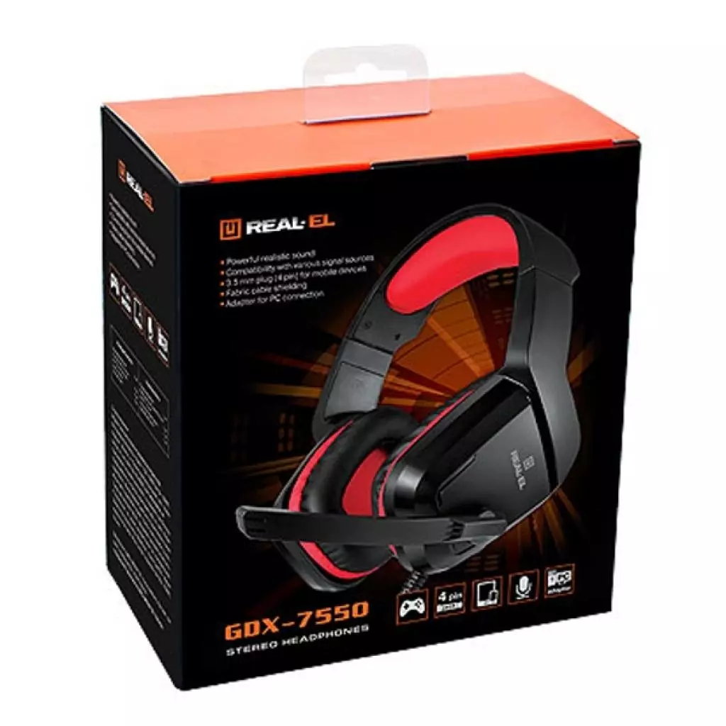 Наушники REAL-EL GDX-7550 Black-Red - 8 Наушники REAL-EL GDX-7550 Black-Red - 8