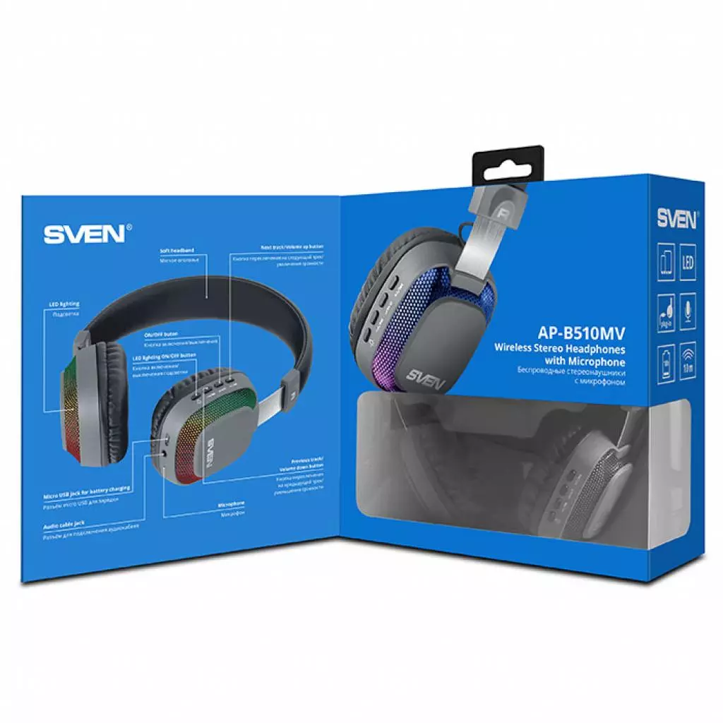 Наушники Sven AP-B510MV Black Bluetooth (AP-B510MV black) - 7 Наушники Sven AP-B510MV Black Bluetooth (AP-B510MV black) - 7