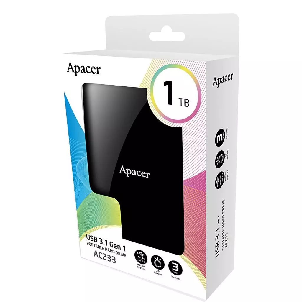 Внешний жесткий диск 2.5" 1TB Apacer (AP1TBAC233B-S) - 4 Внешний жесткий диск 2.5" 1TB Apacer (AP1TBAC233B-S) - 4