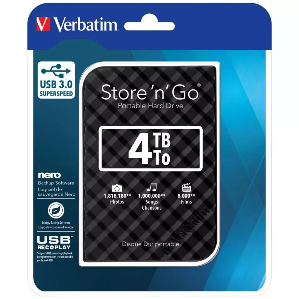 Внешний жесткий диск 2.5" 4TB Verbatim (53223) - 3