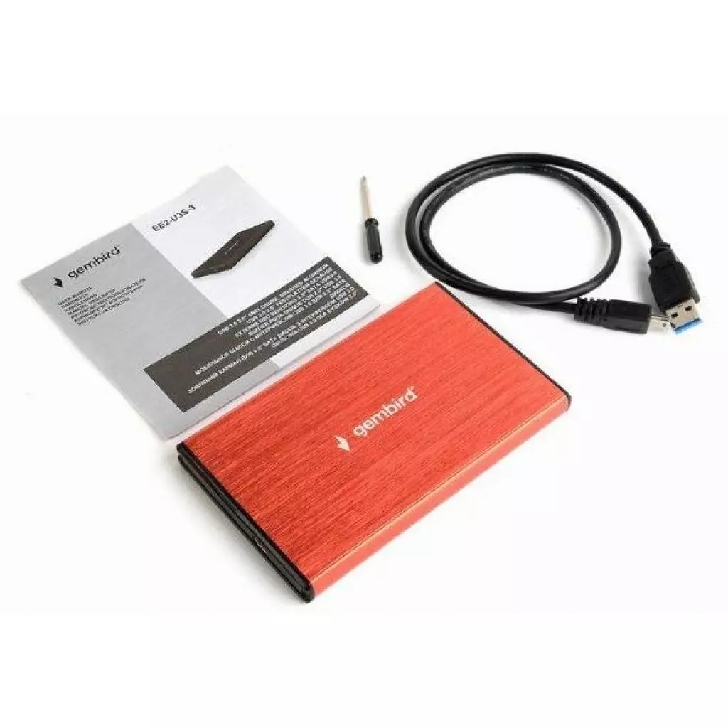 Карман внешний Gembird 2.5" USB3.0 red (EE2-U3S-3-R) - 4 Карман внешний Gembird 2.5" USB3.0 red (EE2-U3S-3-R) - 4