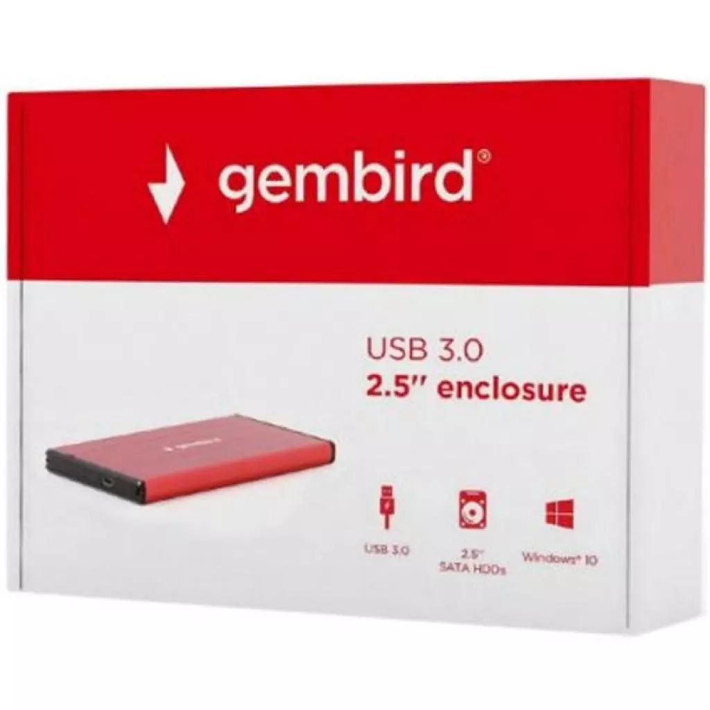Карман внешний Gembird 2.5" USB3.0 red (EE2-U3S-3-R) - 5 Карман внешний Gembird 2.5" USB3.0 red (EE2-U3S-3-R) - 5