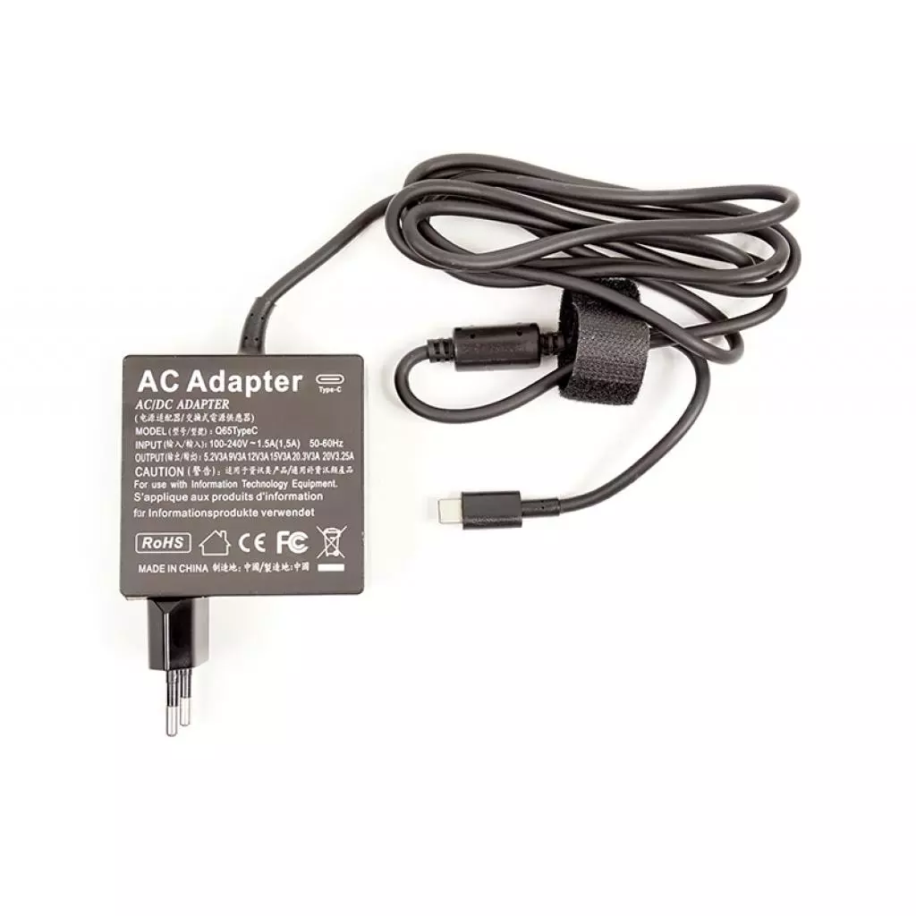 Блок питания к ноутбуку PowerPlant 65W Type-C Универсальный, 20V, 3.25A (NA700066) - 1 Блок питания к ноутбуку PowerPlant 65W Type-C Универсальный, 20V, 3.25A (NA700066) - 1
