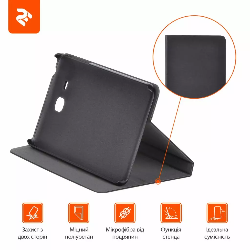 Чехол для планшета 2E Samsung Galaxy Tab A 7" (T280/T285), Folio Case, Black (2E-GT-A7-MCFLBB) - 5 Чехол для планшета 2E Samsung Galaxy Tab A 7" (T280/T285), Folio Case, Black (2E-GT-A7-MCFLBB) - 5