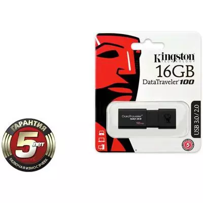 USB флеш накопитель Kingston 16Gb DataTraveler 100 Generation 3 USB3.0 (DT100G3/16GB) - 2 USB флеш накопитель Kingston 16Gb DataTraveler 100 Generation 3 USB3.0 (DT100G3/16GB) - 2
