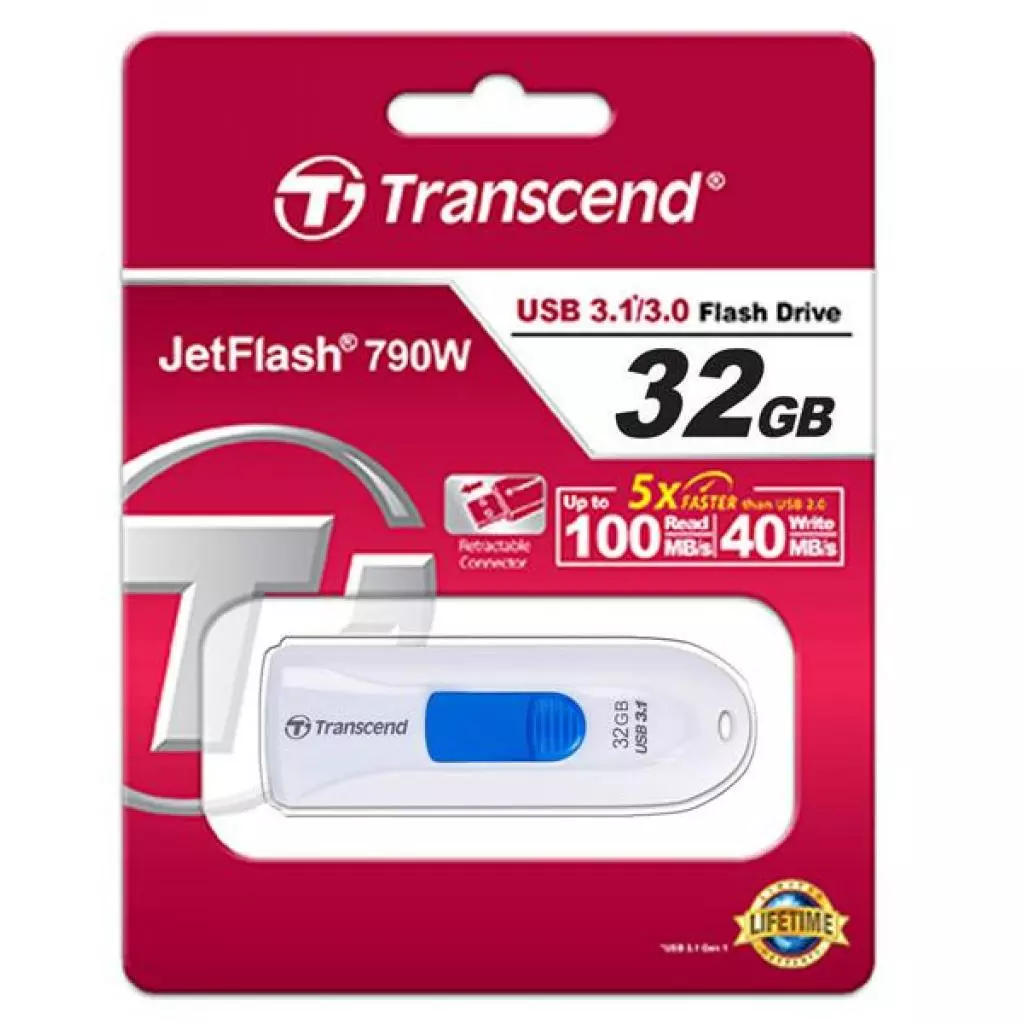 USB флеш накопитель Transcend 32GB JetFlash 790 USB 3.1 (TS32GJF790W) - 4 USB флеш накопитель Transcend 32GB JetFlash 790 USB 3.1 (TS32GJF790W) - 4