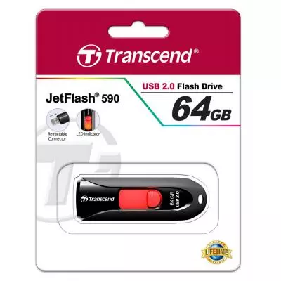 USB флеш накопитель Transcend 64GB JetFlash 590 USB 2.0 (TS64GJF590K) - 4 USB флеш накопитель Transcend 64GB JetFlash 590 USB 2.0 (TS64GJF590K) - 4