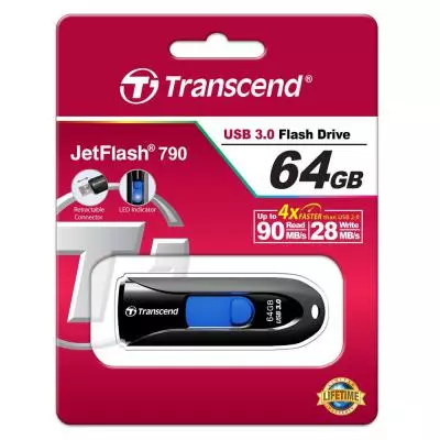 USB флеш накопитель Transcend 64GB JetFlash 790 USB 3.0 (TS64GJF790K) - 4