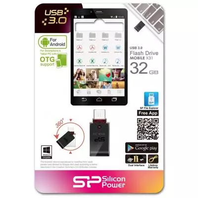 USB флеш накопитель Silicon Power 32GB Mobile X31 USB 3.0 (SP032GBUF3X31V1K) - 4