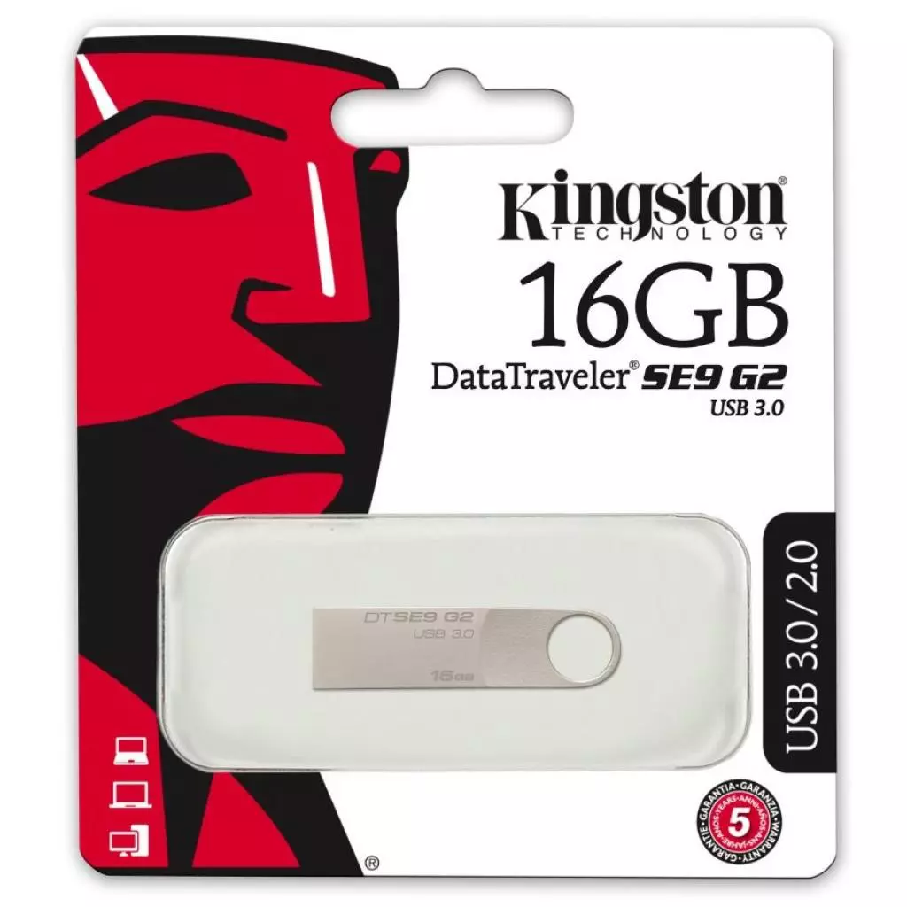 USB флеш накопитель Kingston 16GB DataTraveler SE9 G2 Metal Silver USB 3.0 (DTSE9G2/16GB) - 3 USB флеш накопитель Kingston 16GB DataTraveler SE9 G2 Metal Silver USB 3.0 (DTSE9G2/16GB) - 3