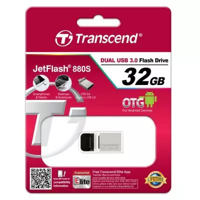 USB флеш накопитель Transcend 32GB JetFlash OTG 880 Metal Silver USB 3.0 (TS32GJF880S) - 4