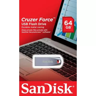 USB флеш накопитель SanDisk 64GB Cruzer Force Metal Silver USB 2.0 (SDCZ71-064G-B35) - 3 USB флеш накопитель SanDisk 64GB Cruzer Force Metal Silver USB 2.0 (SDCZ71-064G-B35) - 3