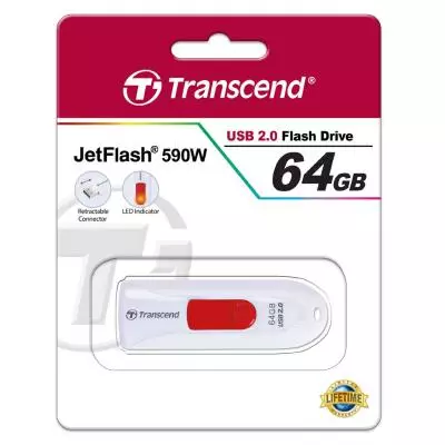 USB флеш накопитель Transcend 64Gb JetFlash 590 White USB 2.0 (TS64GJF590W) - 4