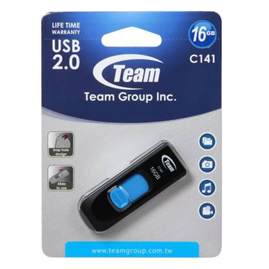 USB флеш накопитель Team 16GB C141 Blue USB 2.0 (TC14116GL01) - 4 USB флеш накопитель Team 16GB C141 Blue USB 2.0 (TC14116GL01) - 4