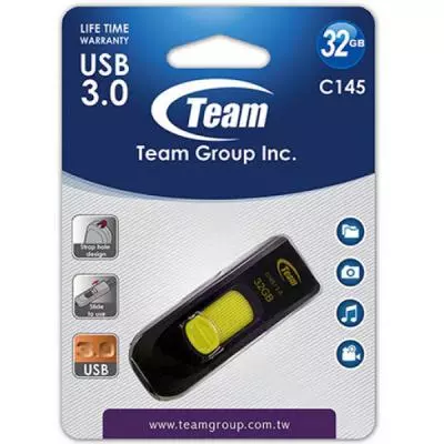 USB флеш накопитель Team 32GB C145 Yellow USB 3.0 (TC145332GY01) - 4