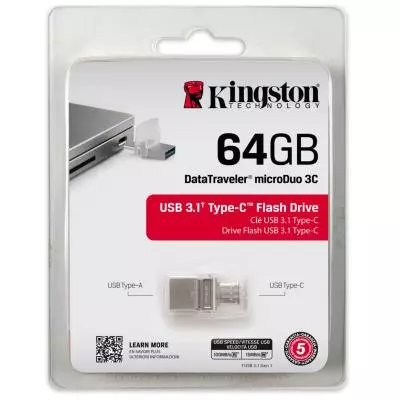 USB флеш накопитель Kingston 64GB DataTraveler microDuo 3C USB 3.1 (DTDUO3C/64GB) - 7 USB флеш накопитель Kingston 64GB DataTraveler microDuo 3C USB 3.1 (DTDUO3C/64GB) - 7