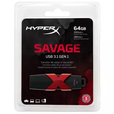 USB флеш накопитель Kingston 64GB HyperX Savage USB 3.1 (HXS3/64GB) - 4 USB флеш накопитель Kingston 64GB HyperX Savage USB 3.1 (HXS3/64GB) - 4