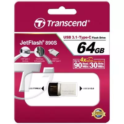 USB флеш накопитель Transcend 64GB JetFlash 890S USB 3.1 (TS64GJF890S) - 4
