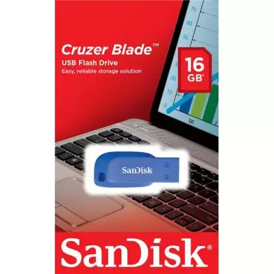 USB флеш накопитель SanDisk 16GB Cruzer Blade Blue Electric USB 2.0 (SDCZ50C-016G-B35BE) - 2 USB флеш накопитель SanDisk 16GB Cruzer Blade Blue Electric USB 2.0 (SDCZ50C-016G-B35BE) - 2