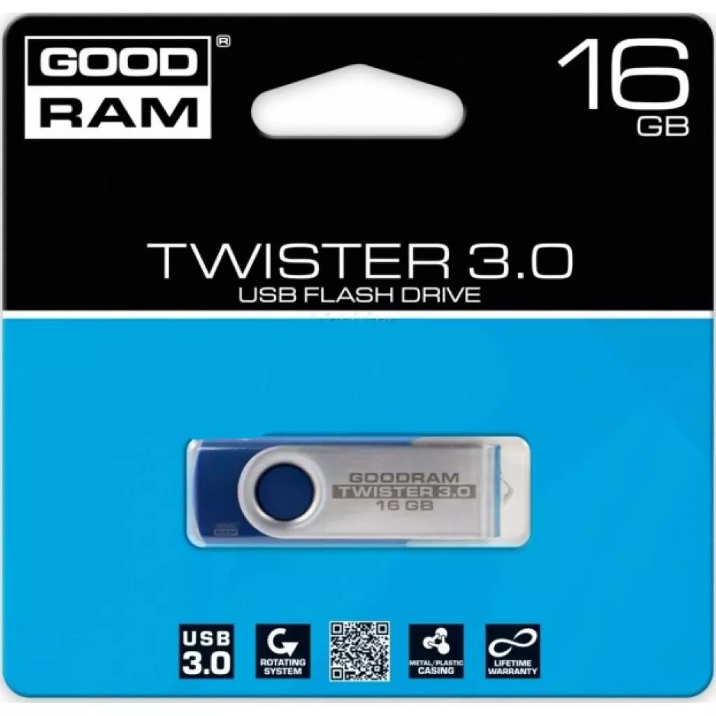 USB флеш накопитель Goodram 16GB Twister Blue USB 2.0 (UTS2-0160B0R11) - 2 USB флеш накопитель Goodram 16GB Twister Blue USB 2.0 (UTS2-0160B0R11) - 2