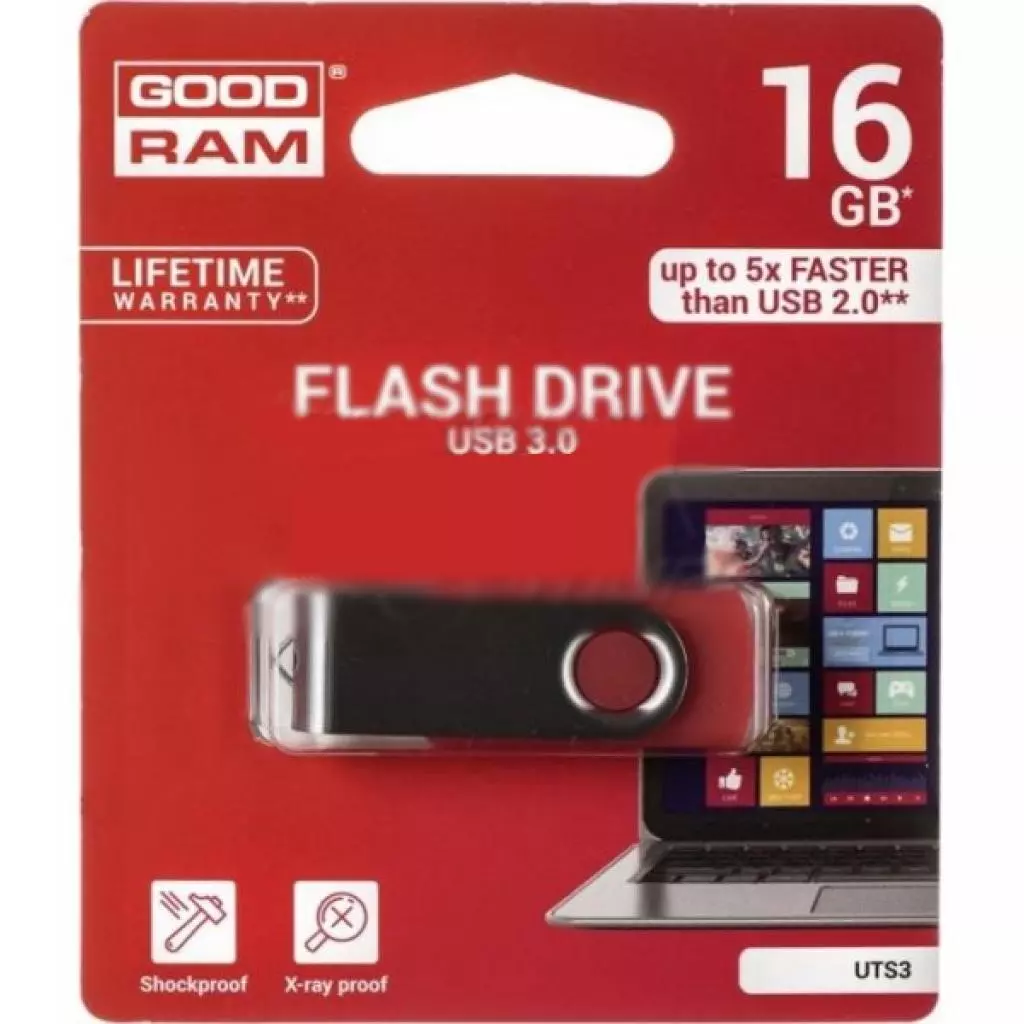 USB флеш накопитель Goodram 16GB Twister Red USB 3.0 (UTS3-0160R0R11)