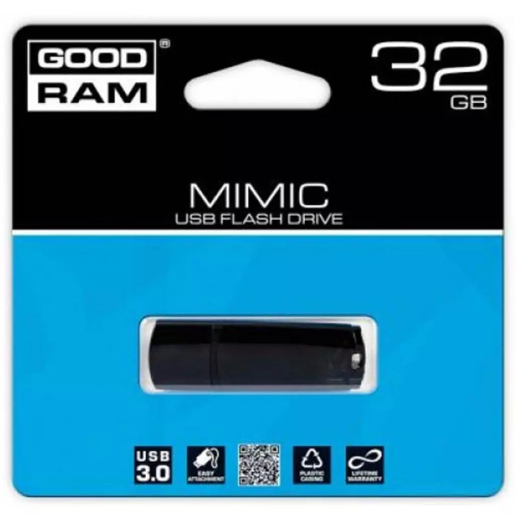 USB флеш накопитель Goodram 32GB Mimic Black USB 3.0 (UMM3-0320K0R11) - 3