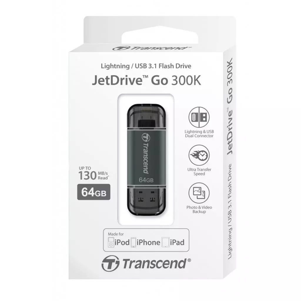 USB флеш накопитель Transcend 64GB JetDrive Go 300 Black USB 3.1 (TS64GJDG300K) - 4 USB флеш накопитель Transcend 64GB JetDrive Go 300 Black USB 3.1 (TS64GJDG300K) - 4