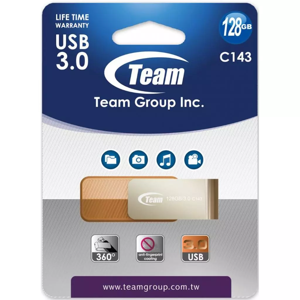 USB флеш накопитель Team 128GB C143 Brown USB 3.0 (TC1433128GN01) - 1 USB флеш накопитель Team 128GB C143 Brown USB 3.0 (TC1433128GN01) - 1