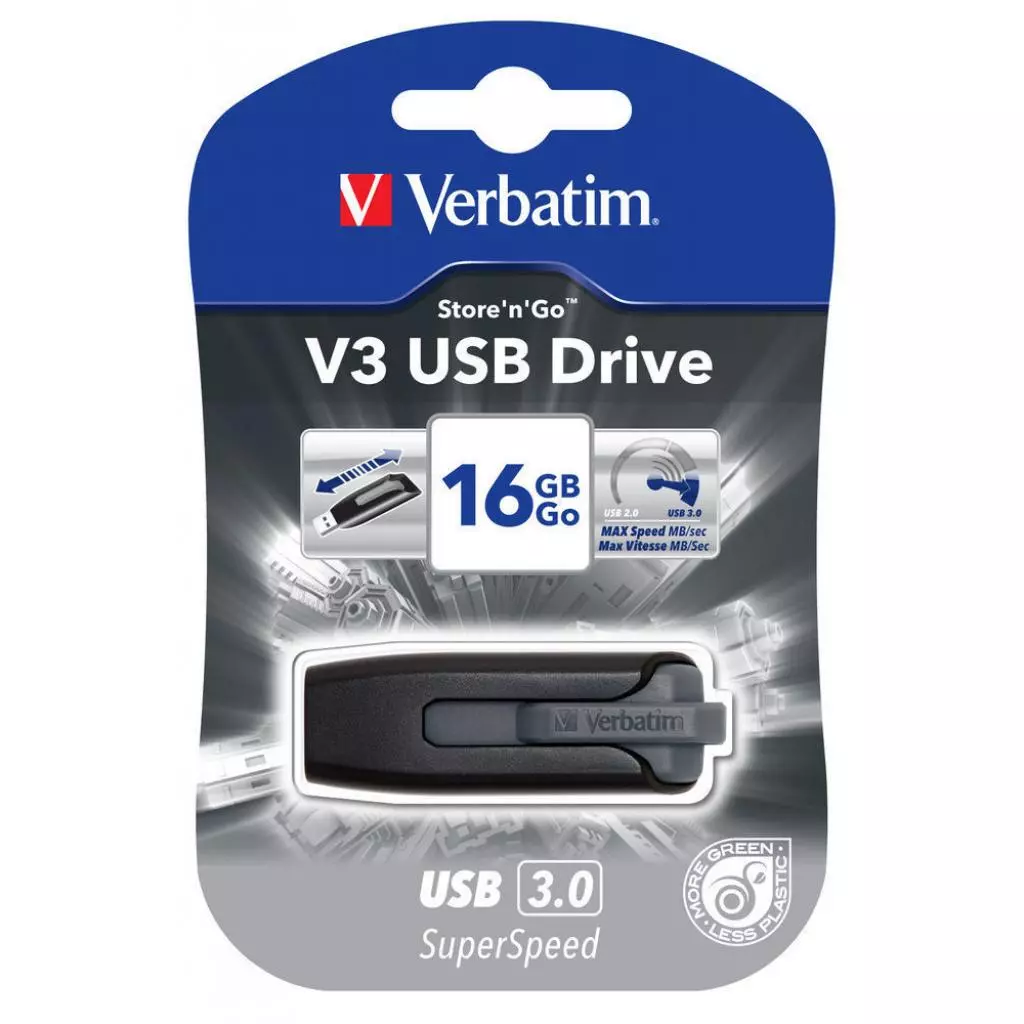 USB флеш накопитель Verbatim 16GB SuperSpeed Grey USB 3.0 (49172) - 4 USB флеш накопитель Verbatim 16GB SuperSpeed Grey USB 3.0 (49172) - 4