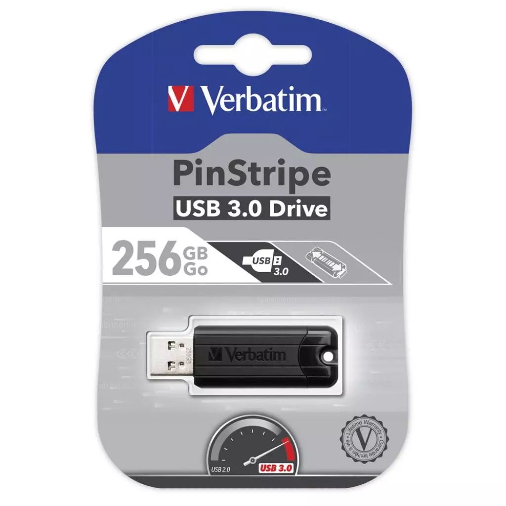 USB флеш накопитель Verbatim 256GB PinStripe Black USB 3.0 (49320) - 4 USB флеш накопитель Verbatim 256GB PinStripe Black USB 3.0 (49320) - 4