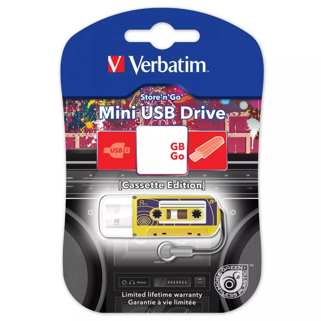 USB флеш накопитель Verbatim 16GB Mini Cassette Edition Yellow USB 2.0 (49399) - 1
