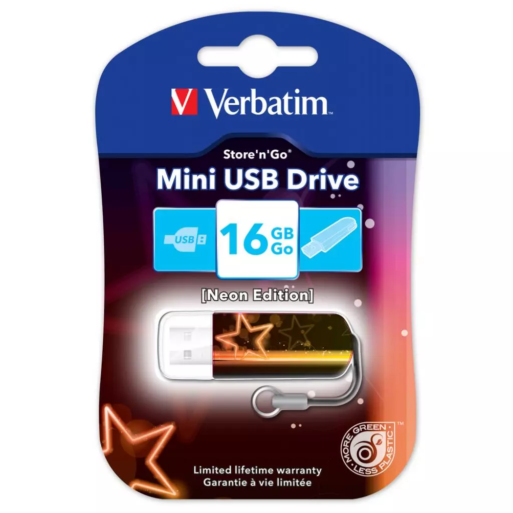 USB флеш накопитель Verbatim 16GB STORE'NGO MINI NEON ORANGE USB 2.0 (49394) - 1 USB флеш накопитель Verbatim 16GB STORE'NGO MINI NEON ORANGE USB 2.0 (49394) - 1