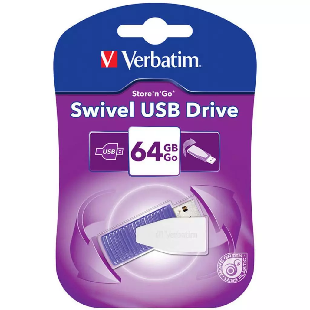 USB флеш накопитель Verbatim 64GB STORE'N'GO SWIVE VIOLET USB 2.0 (49816) - 5 USB флеш накопитель Verbatim 64GB STORE'N'GO SWIVE VIOLET USB 2.0 (49816) - 5