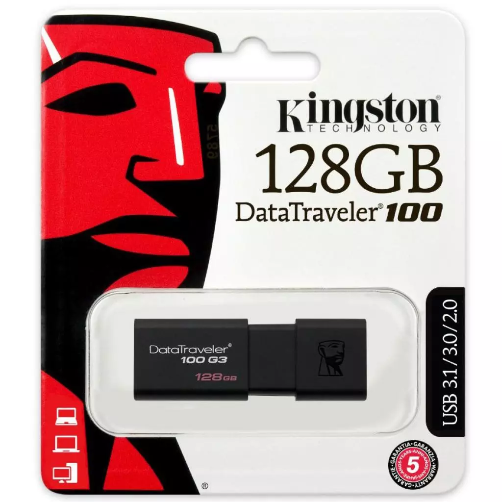 USB флеш накопитель Kingston 128GB DT100 G3 Black USB 3.0 (DT100G3/128GB) - 5 USB флеш накопитель Kingston 128GB DT100 G3 Black USB 3.0 (DT100G3/128GB) - 5