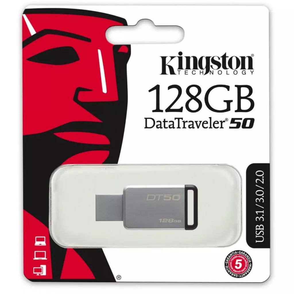 USB флеш накопитель Kingston 128GB DT50 USB 3.1 (DT50/128GB) - 3 USB флеш накопитель Kingston 128GB DT50 USB 3.1 (DT50/128GB) - 3