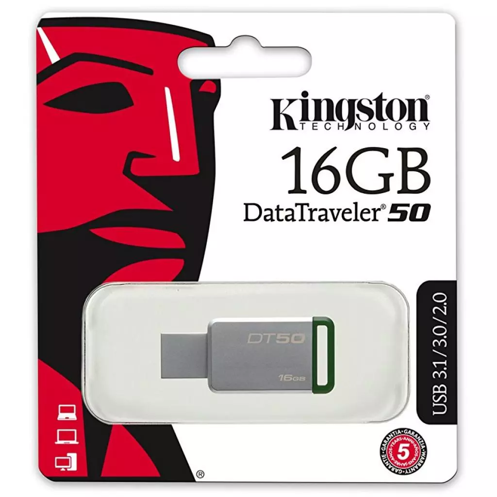 USB флеш накопитель Kingston 16GB DT50 USB 3.1 (DT50/16GB) - 3 USB флеш накопитель Kingston 16GB DT50 USB 3.1 (DT50/16GB) - 3