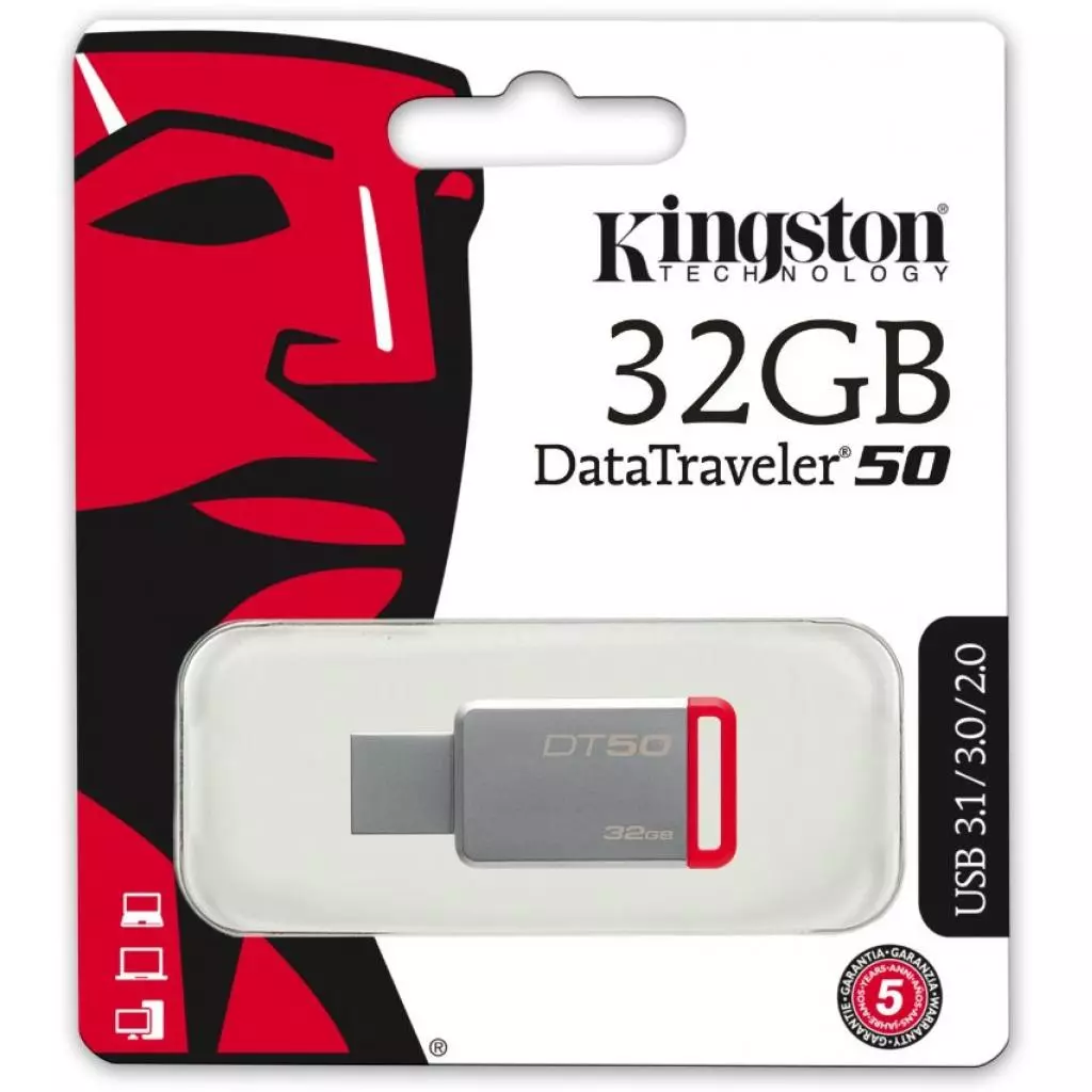 USB флеш накопитель Kingston 32GB DT50 USB 3.1 (DT50/32GB) - 3 USB флеш накопитель Kingston 32GB DT50 USB 3.1 (DT50/32GB) - 3