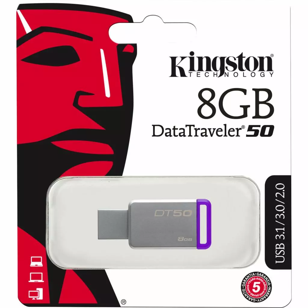 USB флеш накопитель Kingston 8GB DT50 USB 3.1 (DT50/8GB) - 3 USB флеш накопитель Kingston 8GB DT50 USB 3.1 (DT50/8GB) - 3