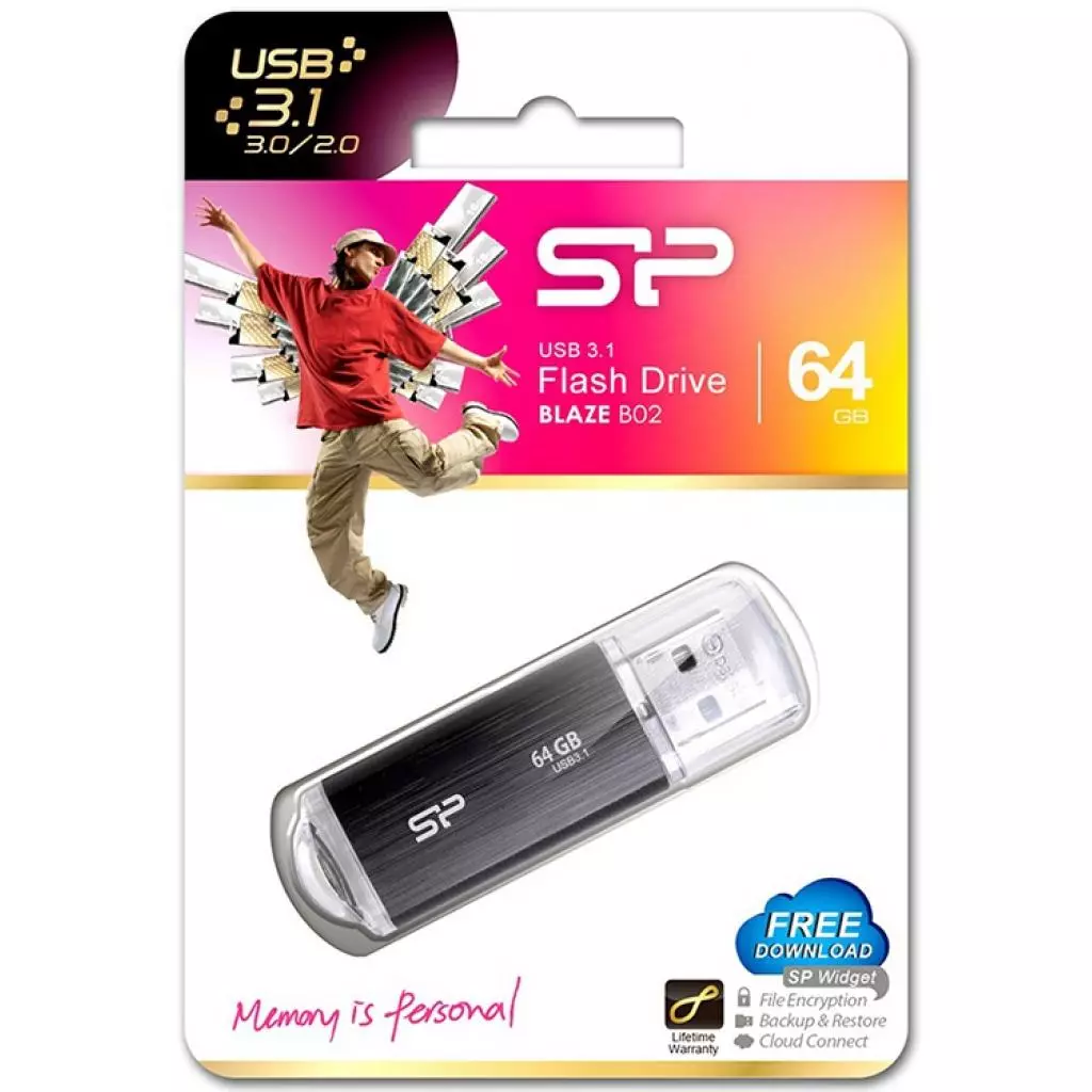USB флеш накопитель Silicon Power 64GB Blaze B02 Black USB 3.1 (SP064GBUF3B02V1K) - 4