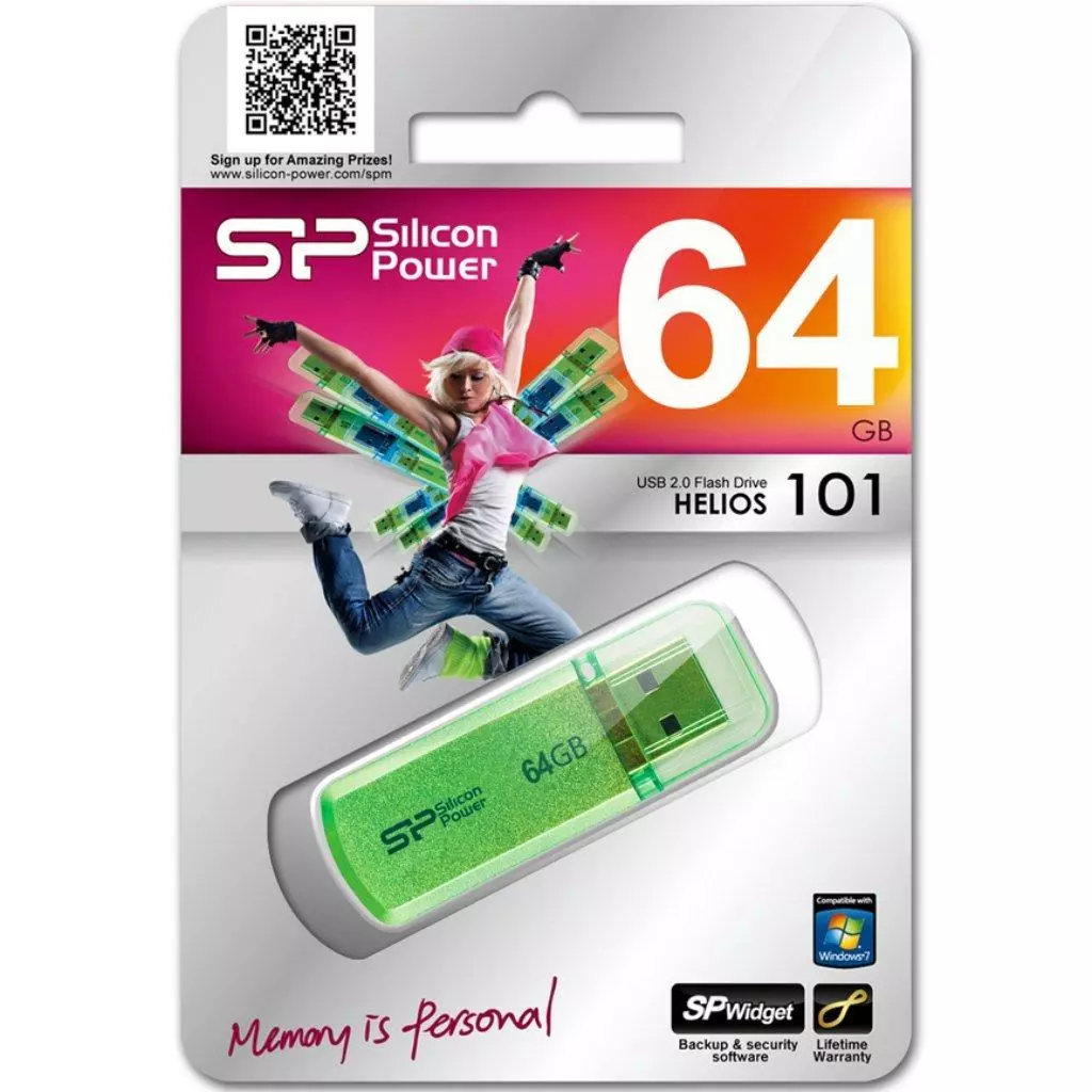 USB флеш накопитель Silicon Power 64GB Helios 101 Green USB 2.0 (SP064GBUF2101V1N) - 4 USB флеш накопитель Silicon Power 64GB Helios 101 Green USB 2.0 (SP064GBUF2101V1N) - 4