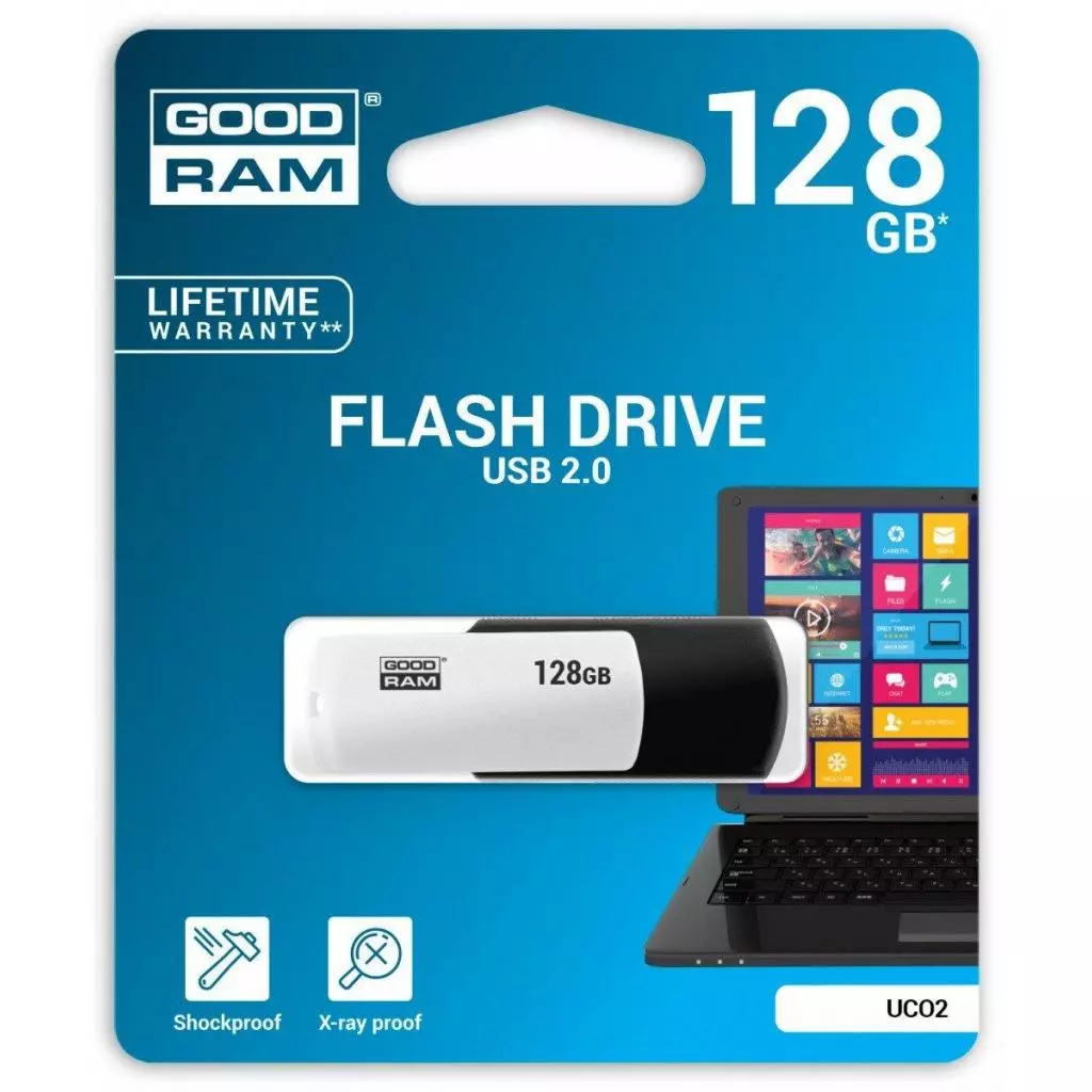 USB флеш накопитель Goodram 128GB UCO2 Colour Black&White USB 2.0 (UCO2-1280KWR11) - 2 USB флеш накопитель Goodram 128GB UCO2 Colour Black&White USB 2.0 (UCO2-1280KWR11) - 2