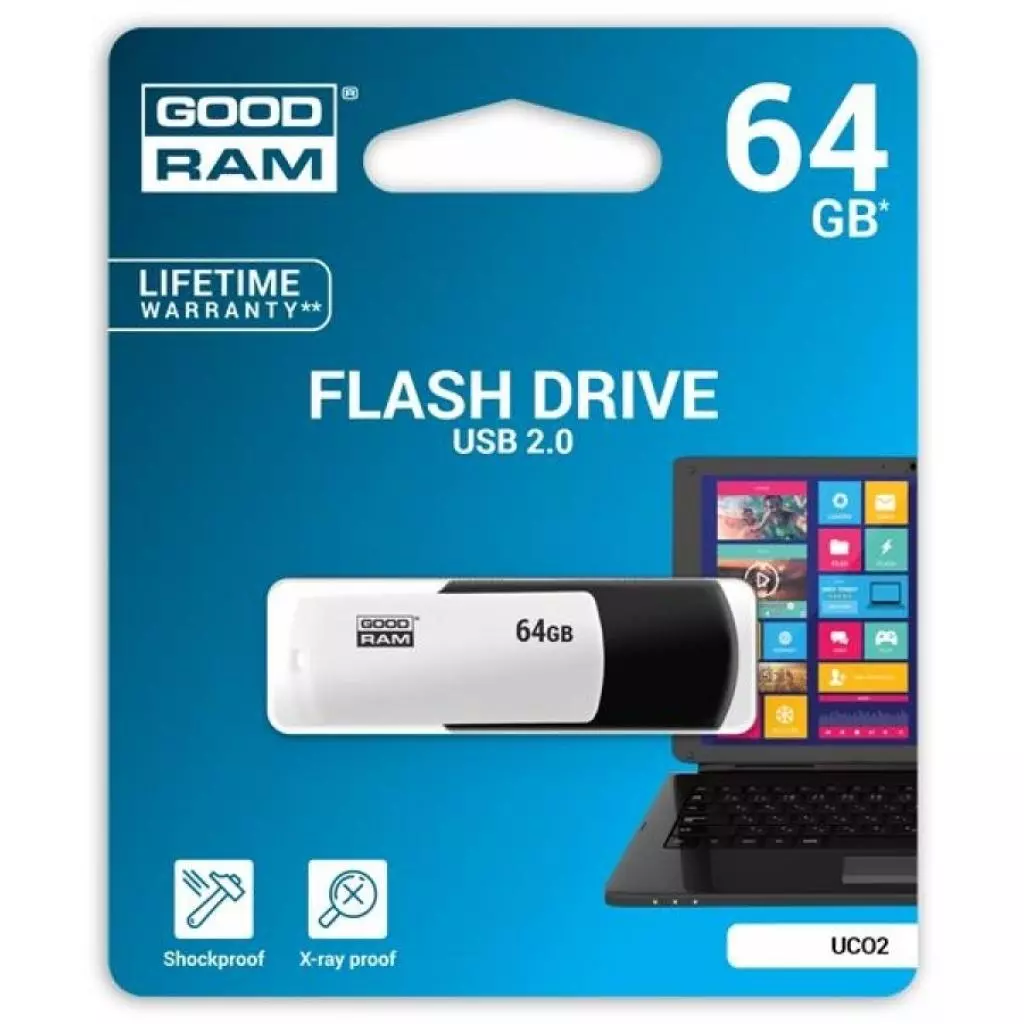 USB флеш накопитель Goodram 64GB UCO2 Colour Black&White USB 2.0 (UCO2-0640KWR11) - 2 USB флеш накопитель Goodram 64GB UCO2 Colour Black&White USB 2.0 (UCO2-0640KWR11) - 2