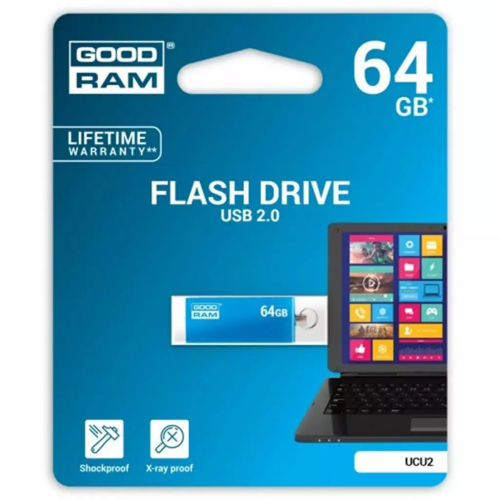 USB флеш накопитель Goodram 64GB UCU2 Cube Blue USB 2.0 (UCU2-0640B0R11) - 2 USB флеш накопитель Goodram 64GB UCU2 Cube Blue USB 2.0 (UCU2-0640B0R11) - 2